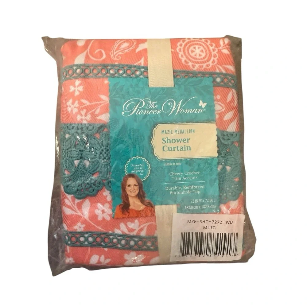 The Pioneer Woman MAZIE MEDALLION Fabric Shower Curtain 72